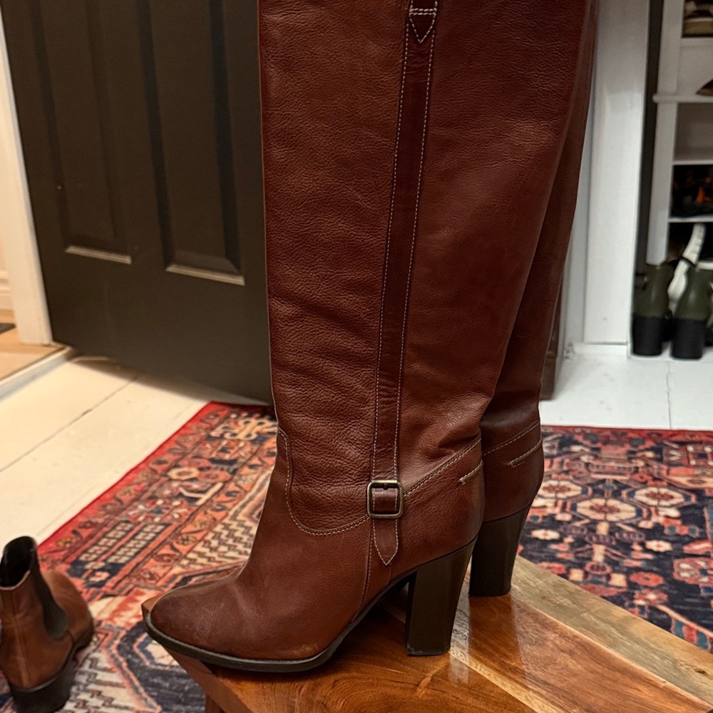 J. Crew Brown Leather High-Heel Riding Boots